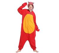 Dodheah Unisex Crab Pajamas Adult Onesie Halloween Animal Cosplay Costume Christmas Jumpsuit One-Piece Sleepwear Red L