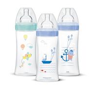 Dodie Anti-Colic Sensation+ Baby Bottles, 330 ml, 6 Months, Flat Teat, Flow 3 - Pack of 3