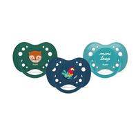 DODIE Essential Anatomical Dummies, Dummy for Baby, +18 Months, Blue, Green, Parrot, Pack of 3