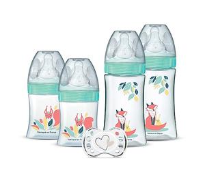 DODIE Lot de 4 biberons naissance Tétine Ronde Anti-Colique (2x150mL et 2x270mL), + une sucette naissance