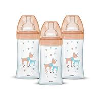 Dodie Pack of 3 Anti-Colic Sensation+ Feeding Bottles in Glass, 270 ml, 0-6 Months, Flat Teat, Flow 2