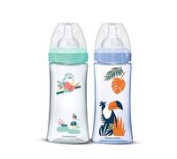 DODIE Set of 2 Anti-Colic Bottles with Round Teats 330 ml + 6 Months 3 Speeds Flow 3 - Blue and Green
