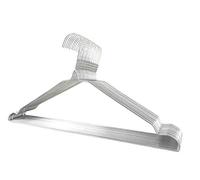 DODIN HOME Pack of 50 Silver Wire Notched Hangers Space Saving Metal Coat Hanger Suit Notch Hangers with Trouser Bar Clothes T-Shirt Dress Hanger with Notch (50) (Silver)