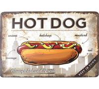 DODINO 20 x 30 cm Retro Tin Signs Hot Dog Hot Dogs Best In Town Tin Sign Fast Food Tin Sign Vintage Metal Signs Tin Funny Wall Art Decoration For Fast Food Restaurant