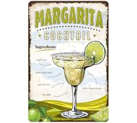 DODINO 20 x 30 cm Retro Tin Signs Margarita Cocktail Decorative Sign, Bar, Recipe Cocktail Sign, Gift Idea as Bar Accessory