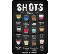 DODINO 20 x 30 cm Retro Tin Signs Shots Menu Vintage Tin Signs for Cafés Bars Man Caves Kitchens & More