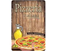DODINO 20 x 30 cm Retro Tin Signs, Wall Plaques, Pizzeria Italia, Funny, Vintage, Decorative Home Accessory, Decorative Metal Sign for All Pizzas