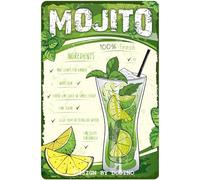 DODINO 20 x 30 cm Tin Sign, Mojito, Funny Metal Signs, Vintage Decoration for Party Room, Irish Pub and Kitchen, Decorative Home Accessory
