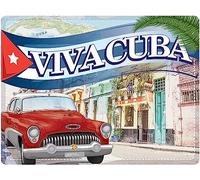 Dodino 30 x 40 cm Tin Sign, Viva Cuba, Retro Vintage Cuba, Nostalgic Sign Viva Oldtimer