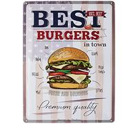 DODINO 30 x 40 cm Tin Signs Burgers Recipes, Decorative Home Accessory, BBQ Grill Sign, Barbecue Area, Garden, Bar, Kitchen Decoration, Tin Sign Grill