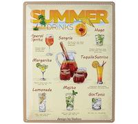 Dodino 30 x 40 cm Tin Signs Summer Drinks Menu Recipe Decorative Home Accessory Decorative Metal Sign for All Bar Counter or Pub Owners