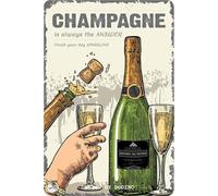 DODINO Retro Tin Sign Champagne Funny Saying as a Gift Idea for Champion Friends for Birthday Christmas as Decorative Sign