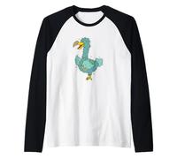 Dodo Bird with Glasses and Book Raglan Baseball Tee