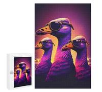 Dodo Birds in Sunglasses, 1000 PCS Displayable Picture Puzzle, Festive Gift for Adults, with A Decorative Finished Picture