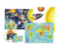 Dodo Dodo World Map & Space Jigsaw Puzzles Set (2 X 100 Pieces)
