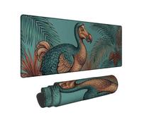Dodo Large Mouse Pad, Tropical Vintage Palm Leaves Pinecones Summer Teal Rubber Non Slip Cloth Mouse Mat for Desk Decor for Home Office Work Gaming Desk 12x32 Inch