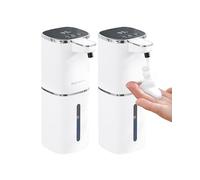 DODO MEKIA 2 Pack Automatic Foaming Soap Dispenser, 12.8oz Rechargeable, Adjustable Foam Levels, IPX5 Waterproof, Touchless & Wall/Tabletop Use for Kitchen Bathroom, White
