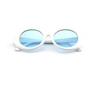 DODO-Nirvana Kurt Cobain Jackie O Alien Oval Frame Vintage Retro Costume Sunglasses Clout Goggles (White-Sky Blue)