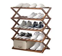 DODOBD 4/5 Tier Bamboo Shoe Rack Portable Folding Shoe Storage Without Installation Small Shoe Rack Perfect for Corridors Small Spaces Wide Free Standing Multifunctional Folding shoe rack