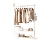 DODOBD Clothes Hanger Stand with Hanging Bar,Coat Hanger Stand,Corner Clothing Rack,Free Standing Coat Rack,Clothes Stand for Bedroom,Clothes Rail with Shelves,Coat Stands for Hallway