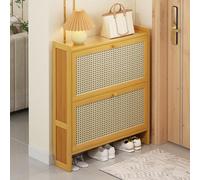 DODOBD Rattan Shoe Cabinet - Boho Style Wooden Shoe Cabinet for Bedroom