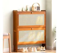 DODOBD Rattan Shoe Cabinet,Shoe Storage Cabinet for Hallway Slim,Boho Style,Rattan Bedroom Furniture,Shoe Cabinets Hallway Slim,Hallway Shoes Storage,Rattan Cabinet,Wooden Shoe Cabinet