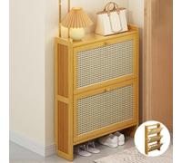 DODOBD Rattan Shoe Cabinet,Shoe Storage Cabinet for Hallway Slim,Boho Style,Rattan Bedroom Furniture,Shoe Cabinets Hallway Slim,Hallway Shoes Storage,Rattan Cabinet,Wooden Shoe Cabinet