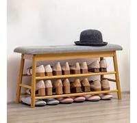 DODOBD Shoe Rack with Seat,Shoe Rack Bench,Bamboo Shoe Rack,Farmhouse Hallway Shoe Storage Bench,Shoe Bench Storage with Seat for Hallway Living Room Bedroom Bathroom Office,63/83CM