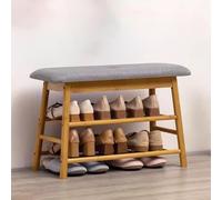 DODOBD Shoe Rack with Seat,Shoe Rack Bench,Bamboo Shoe Rack,Farmhouse Hallway Shoe Storage Bench,Shoe Bench Storage with Seat for Hallway Living Room Bedroom Bathroom Office,63/83CM