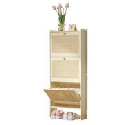 DODOBD Slim Shoe Storage Cabinet,Rattan Shoe Cabinet,Hidden Shoe Cabinet,Shoe Cupboards for Hallways,Wooden,Slimline,Narrow,Boho Style,Freestanding,For Bedroom,Entryway,Living Room