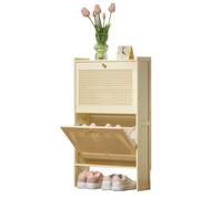 DODOBD Slim Shoe Storage Cabinet,Rattan Shoe Cabinet,Hidden Shoe Cabinet,Shoe Cupboards for Hallways,Wooden,Slimline,Narrow,Boho Style,Freestanding,For Bedroom,Entryway,Living Room