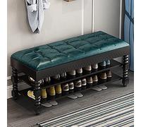 DODOBD Storage Bench, shoe organizer for entryway 2 Tier Shoe Rack Bench wih Leather Seat Storage Chests for Foyer Bedroom Living Room Accent Furniture, Max Load 440 LBS,Easy Assembly