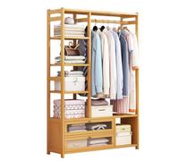 DODOBD Wooden Clothes Rail,Open Wardrobes for Bedroom,Coat Rack Stand Garment Rack,Freestanding Clothes Rack with Hanging Rails for Clothes and Storage Rack,Clothing Rail,100 * 28 * 150cm
