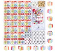 DodoBeads 1650 Pcs Colored Letter Beads with Extra Vowels, Numbers, Spacers, Bracelets, Clear Beads