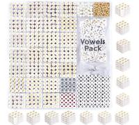 DodoBeads 1650 Pcs Gold Letter Beads - Round White Alphabet with Extra Vowels, Numbers & Spacers - Ideal for Friendship Bracelets, Necklaces