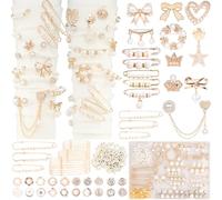 DoDoBeads 335 Pcs Junk Socks Charms Kit with Letter Beads, Gold Charm for Socks and Sneakers, Brooches and Pins for Women, Charms for Sock Safety Pin, Junk Charm with Pearl, Rhinestone,