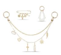 DoDoBeads 4-in-1 Bag Charms Set, Elegant Gold Purse Charms with Pearl Beads, Shell Pendant, and Safety Pin, Handbag Charm, Gc15th, 4-in-1