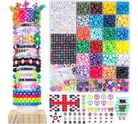 DoDoBeads Kandi Beads Kit, Pony Beads for Bracelet Making, Pony Bead Kit with Letter, Peace Charms, Skull Charms, Hearts, Bead for Jewellery Making, Jewellery Craft Kit for Adults