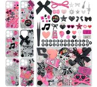DoDoBeads XXX Pcs Junk Phone Case Decoration Kit, Charms for Customizing Cases, Kawaii Bow, Letter Beads, Nail Accessories, Flatback Pearls, Rhinestones, Cute Aesthetic Decor for Personalization