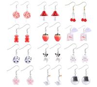 Dodocatie 12 Pairs Cute Earrings for Women,Funny Weird Drop Earrings Unique Aesthetic Animal Dangle Earrings Set Jewelry Gift for Women, Zinc, No Gemstone