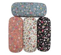 DODOGA Spectacle Case Portable Hard Shell Eyeglasses Case Fabric Covered Clam Eyeglass Case Spectacles Box, 2 Colors Black and Pink, S