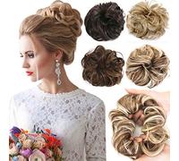 DODOING 2 Count (Pack of 1) Messy Wavy Hair Bun Extensions, Synthetic, WIG, Hairpiece, Black, 50g/Pack (Natural Black Mix Silver Grey)