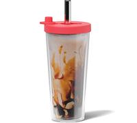 Dodoko Reusable Boba Cup and Straw - 17 oz Hot Pink Bubble Tea Cup with Lid for Iced Coffee, Smoothies and More