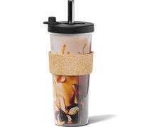 Dodoko Reusable Boba Cup with Straw - 24 oz Iced Coffee & Smoothie Tumbler - Black