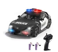 Dodoore 1:24 Scale RC Drift Car Police Vehicle, 2.4GHz 4WD High Speed Racing with Cool Lights Extra Tires, Fast RC Car Gifts for Kids Adults Boys 2 Rechargeable Battery