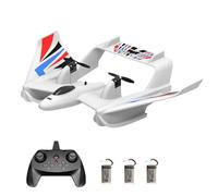 Dodoore RC Plane 3 in 1 Water Land Air Remote Control Airplane 2.4GHz 2CH 3D Flips Waterproof Gyroscope 3 Takeoff Mode EPP Stunt Flying Sled Fixed Wing Glider Gifts for Kids Adults Beginners 3 Battery