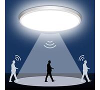 DODOPEN Motion Sensor Ceiling Light Wired - 12 Inch Motion Activated Flush Mount Lighting Fixture - 24W LED Ceiling Light for Closet, Hallway, Porch, Laundry, Garage, Basements - 5000K White