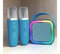 Dodorado Mini Karaoke, Stellaya Mini Karaoke Machine for Kids Adults, Portable Bluetooth Mini Karaoke Machine with Wireless Microphones and Light for All Smartphones (Single Microphone,Azure blue)