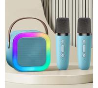 Dodorado Mini Karaoke, Stellaya Mini Karaoke Machine for Kids Adults, Portable Bluetooth Mini Karaoke Machine with Wireless Microphones and Light for All Smartphones (Single Microphone,Sky blue)