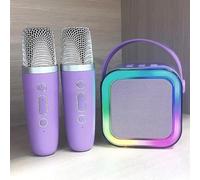 Dodorado Mini Karaoke, Stellaya Mini Karaoke Machine for Kids Adults, Portable Bluetooth Mini Karaoke Machine with Wireless Microphones and Light for All Smartphones (Two Microphones,Violet)